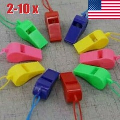 Plastic Whistles, Loud Crisp Sound Whistle, Sports Whistle Bulk with Lanyard US