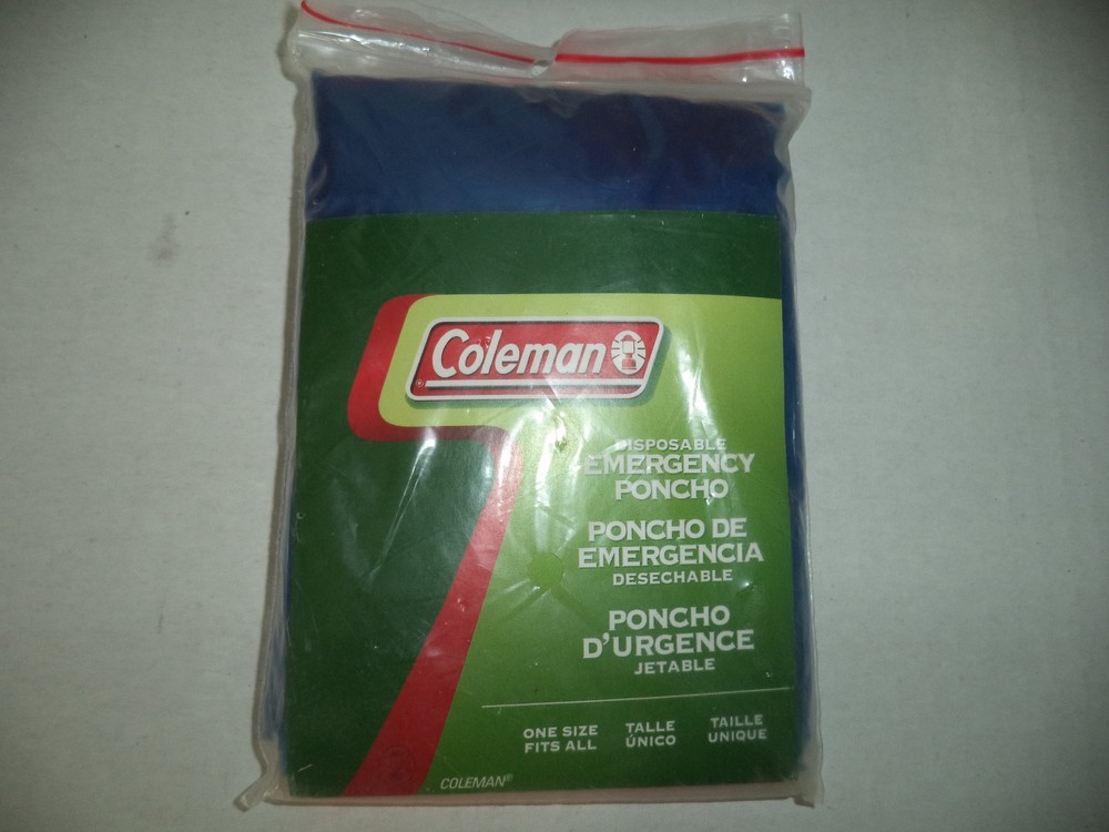 Coleman Blue Disposable One Size Fit All Emergency Poncho