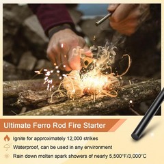 1 Pack Ferrocerium Rod Fire Steel,1/2×6 Inch Ferro Rod Fire Starter,Camping F…