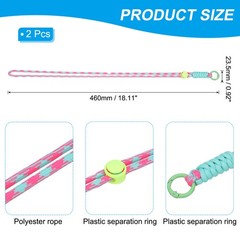 2 Pcs Paracord Lanyard Necklace, Lanyard Split Ring, Pink & Green & Sky Blue
