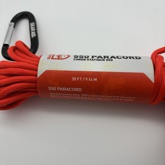 Gear Aid 550 Paracord 30 FT Orange Nylon Utility Rope w/ Carabiner Camping