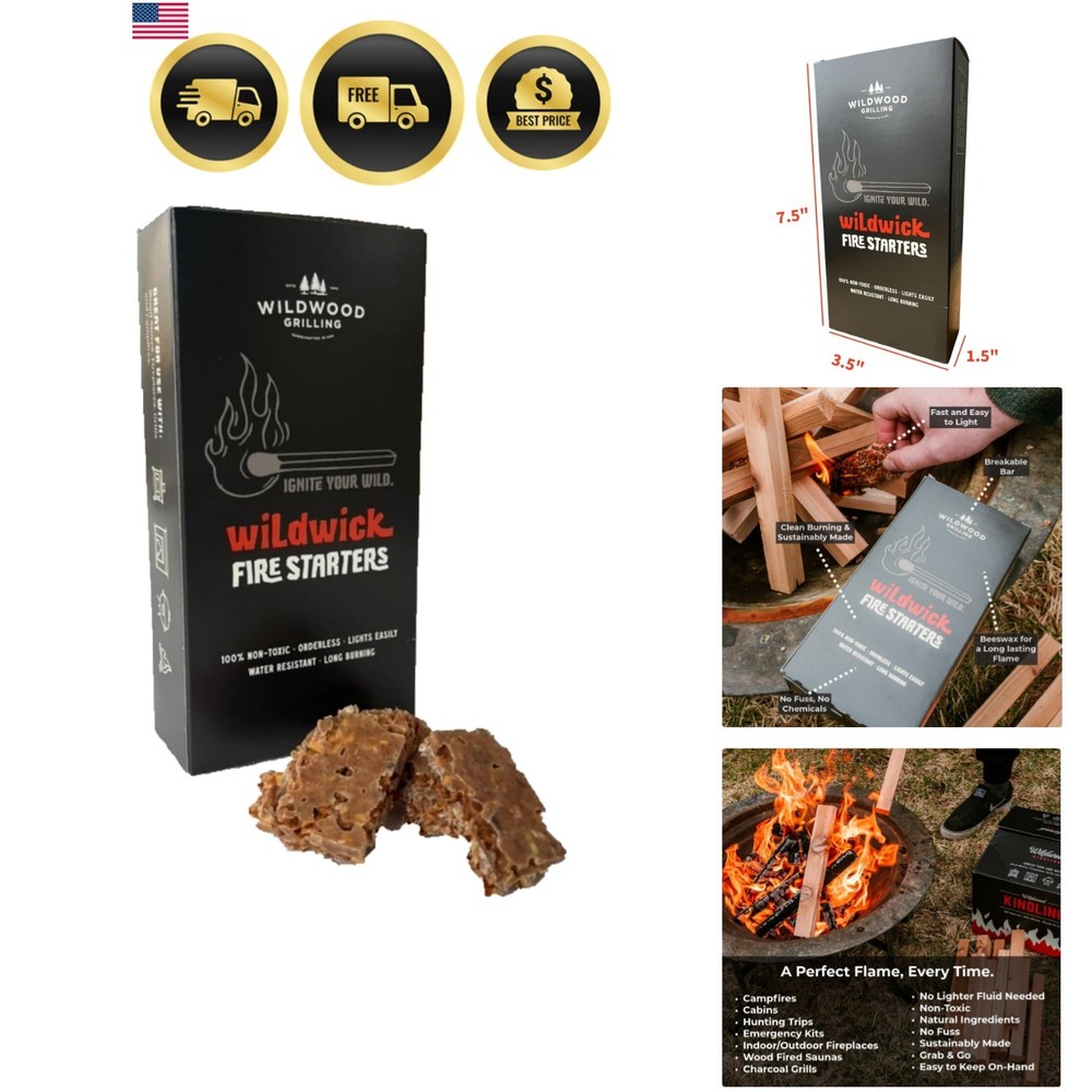Wildwick Firestarters – Easy to Light, Odorless, Weatherproof & Long Burning