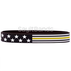 Set of XL Flag Thin YELLOW GOLD Wristbands Dispatchers Security Stars & Stripes