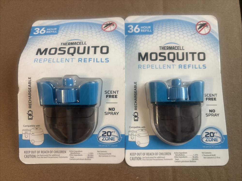 2x LOT Thermacell Mosquito Repellent Refills 36 Hours ER136 5034 Pack Cartridges
