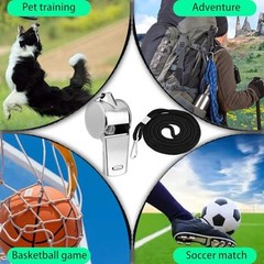 Metal Whistle, Whistles for Adults with Lanyard, 6 Pack Coaches Sport Whistle,