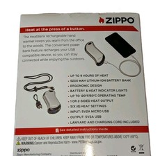 Zippo HeatBank 9s Rechargeable Hand Warmer & Power Bank, 5200 mAh, 9 hrs, SILVER