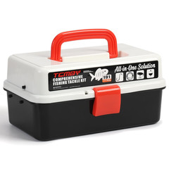 TCMBY 3 Layers Tackle Box with Included, 11×5.5×5.1 inches, Black