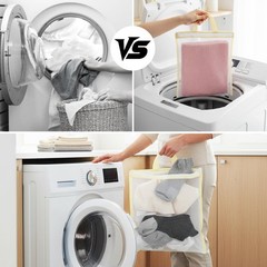 2 Pcs Hanging Laundry Bag Small Mesh for Washing Medium, White