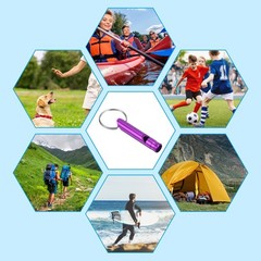 12pcs Emergency Whistles Safety Whistle with Keychain for Hiking Purple