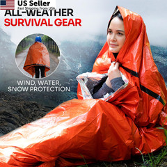 Emergency Sleeping Bag 1 Pack | for Survival Gear and [1 Pack], Orange