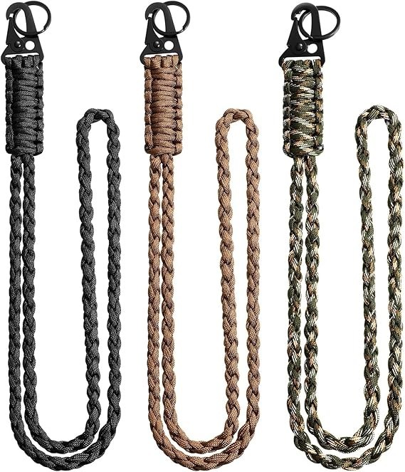 3 Pieces Heavy Duty Paracord Lanyard Keychains Braided 550 Lanyard Keycha