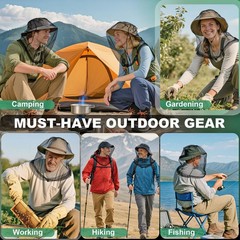 Fishing Hat with Mosquito Net Bug Net Veil Bucket Hat for Men Women Hiking USA
