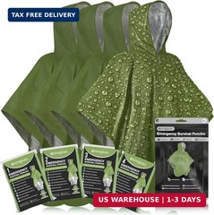 aZengear Emergency Survival Poncho (4pc) Thermal Mylar Foil Blanket for Heat Ret