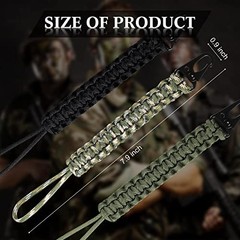 3 Pcs 9 Inch 550 Paracord Keychain Braided Black, Green, Camouflage Green
