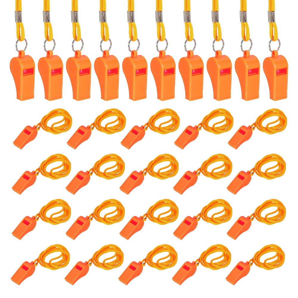 Plastic Whistles with Lanyard, Training Sports Gather Whistles Loud Crisp Sou…