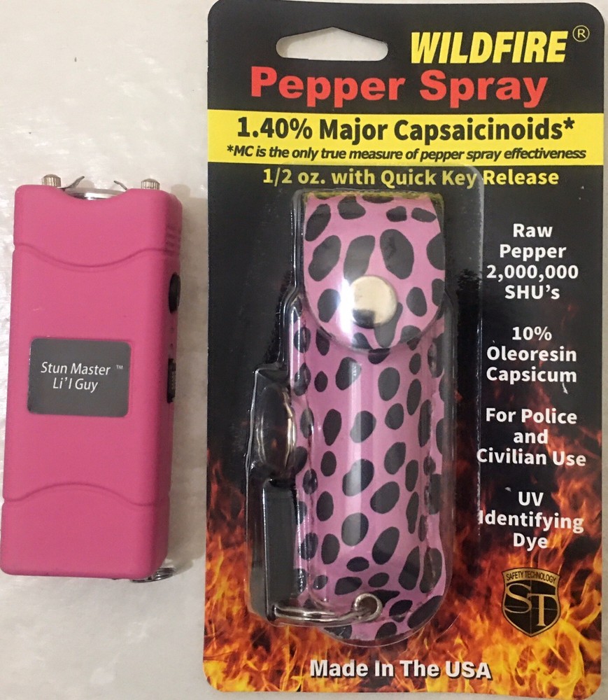 Rechargeable COMBO Stun Gun HOT Wildfire Pepper Spray 1. 4 1/2 oz WOMEN Defense