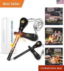 Weatherproof Ferro Rod Fire Starter 2-Pack – 15,000 Strikes for Camping & Hiking