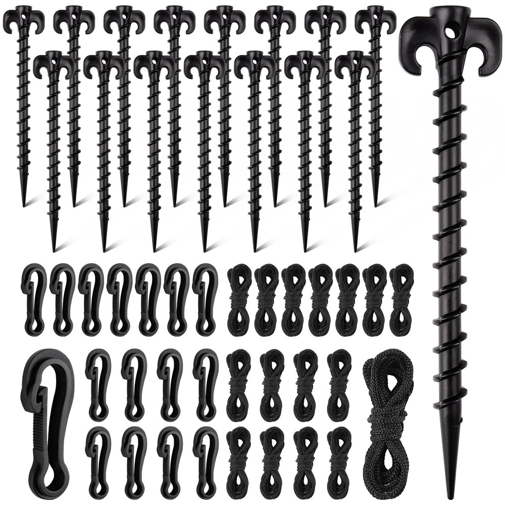 Qumenan 48 Pieces Plastic Inflatable Stakes Set Tent black