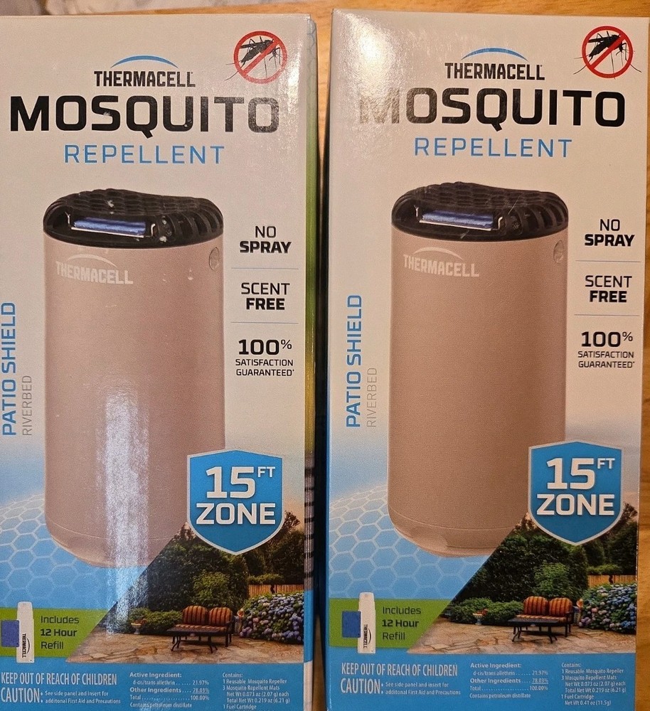 Thermacell Patio Shield MRPSS Mosquito Repeller 15 ft Zone Riverbed, 2 Pack NEW