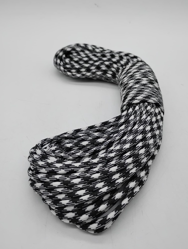 KEEJEA 100ft Type III 550 Paracord 7 Strand Core White Black Camping Survival