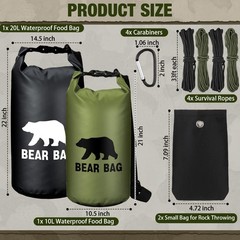 Foilswirl 2 Sets Bear Food Bag for Camping Food Hanging System Includes 2 Wat…