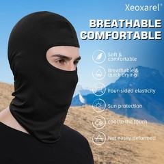 Xeoxarel Balaclava Face Mask, Summer Cooling Neck Gaiter, UV One Size, Black