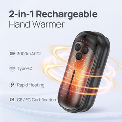 2-Pack 6000mAh Rechargeable Hand Warmers, AI Smart Chip, Outdoor