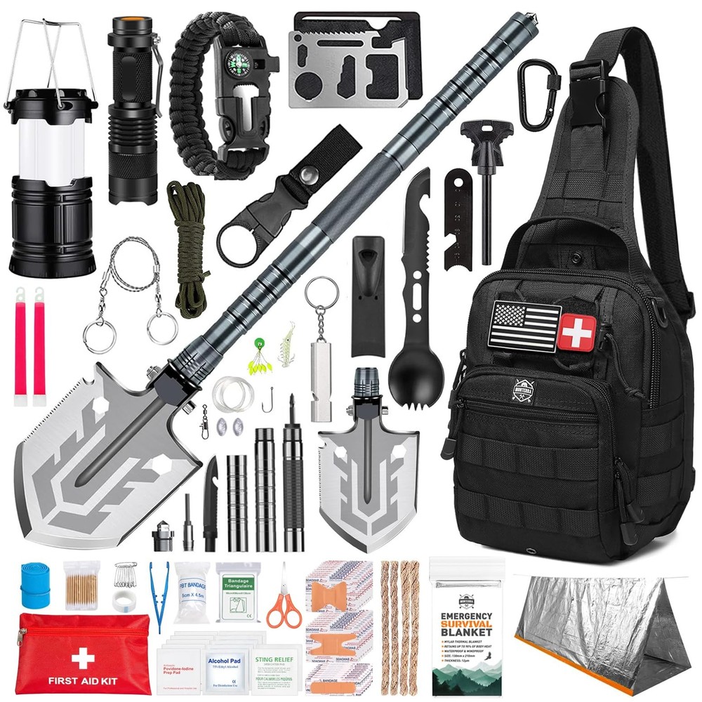 Monterra Survival Kit, 250 Pcs, Emergency Gear and Supplies, First Aid, Black