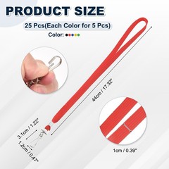 25Pcs 17.3″ Polyester Flat Lanyard with Clasp, Red/Blue/Green/Yellow/Black