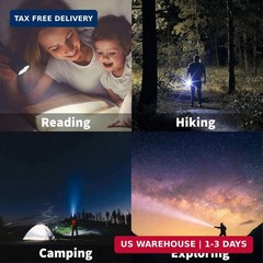 JARDLITE LED Emergency Handheld Flashlight, 4 Pack, Adjustable Focus, Water Resi
