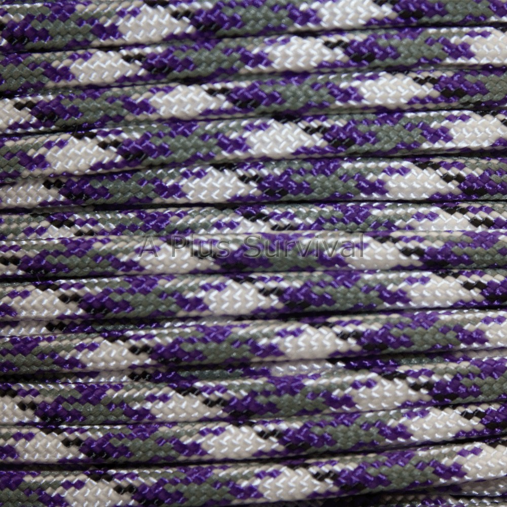 Purple Camo Paracord 50 Foot 550 lb Bracelet Camping Survival Kit Rope