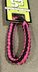 Bison Design S3 Paracord Survival Bracelet *8-12ft Hand Braided *Pink/Black *NEW