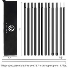 Camping Tarp Poles Tent Adjustable 80.7″ x 0.8″, Dia 0.6″/Length