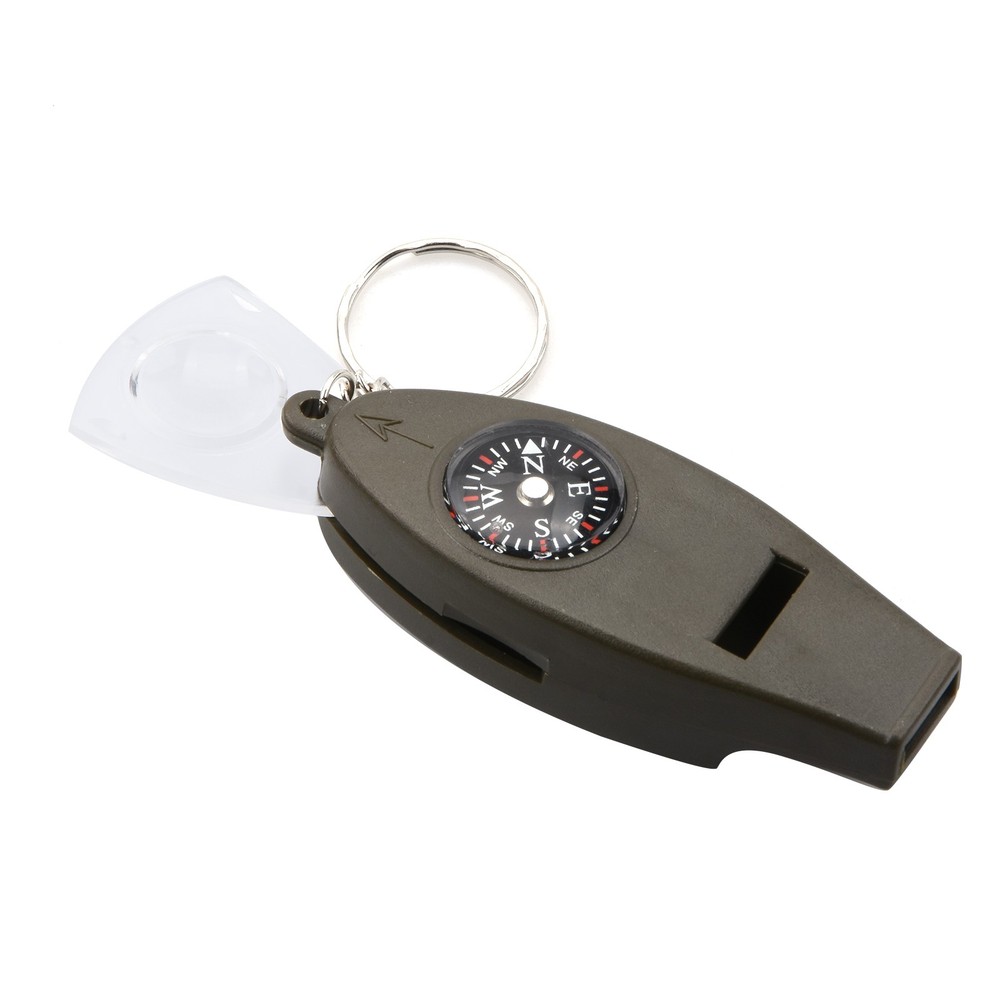 4 in1 Emergency Survival Camping Hiking Accessories Whistle Compass Thermometer