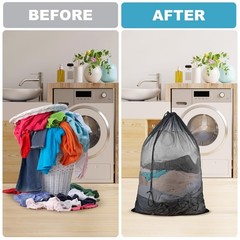EyvirQic 3 Pack Large Mesh Laundry Bag, 24 x 36 Inch Wash Large, black
