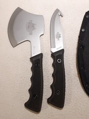Adventuridge Knife and Ax, Hatchet Combo W Sheath Camping Survival Gear