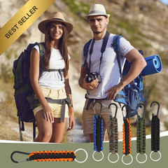 Fumete 20 Pcs Paracord Keychain Military Braided Strap Clips Camping Hooks Tool