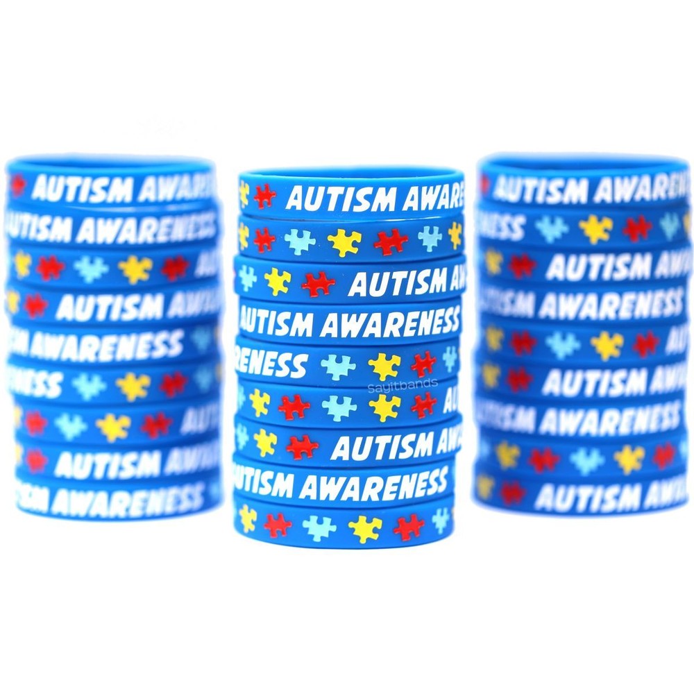 Autism Awareness and Support Wristbands – Puzzle Piece Awareness Bracelets Lot