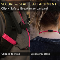 Pink Whistle (2-Pack) 120Db Loud Safety & Emergency Whistle with Lanyard and Bre