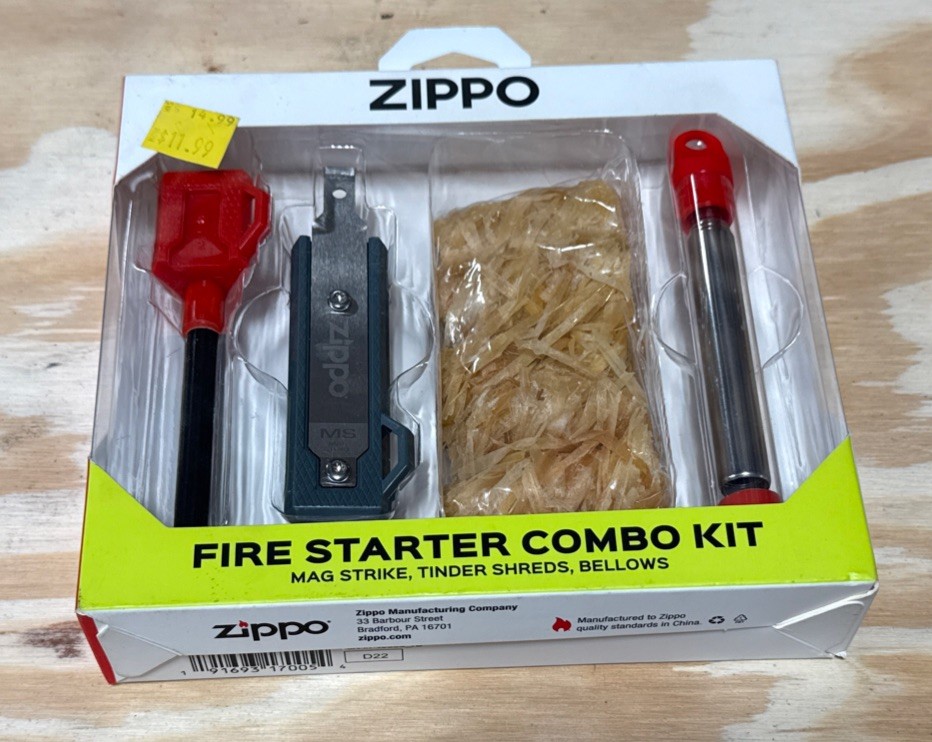 Zippo Camping Fire Starter Combo Kit (Tinder Shreds, Bellows, and Mag Strike)…