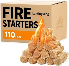 110 Pieces Waterproof Fire Starters Natural Wood for Charcoal Grills and Ovens