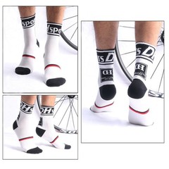 Libar Men’s Cycling Socks Unisex One Size, 3 Pack (White+green+blue)