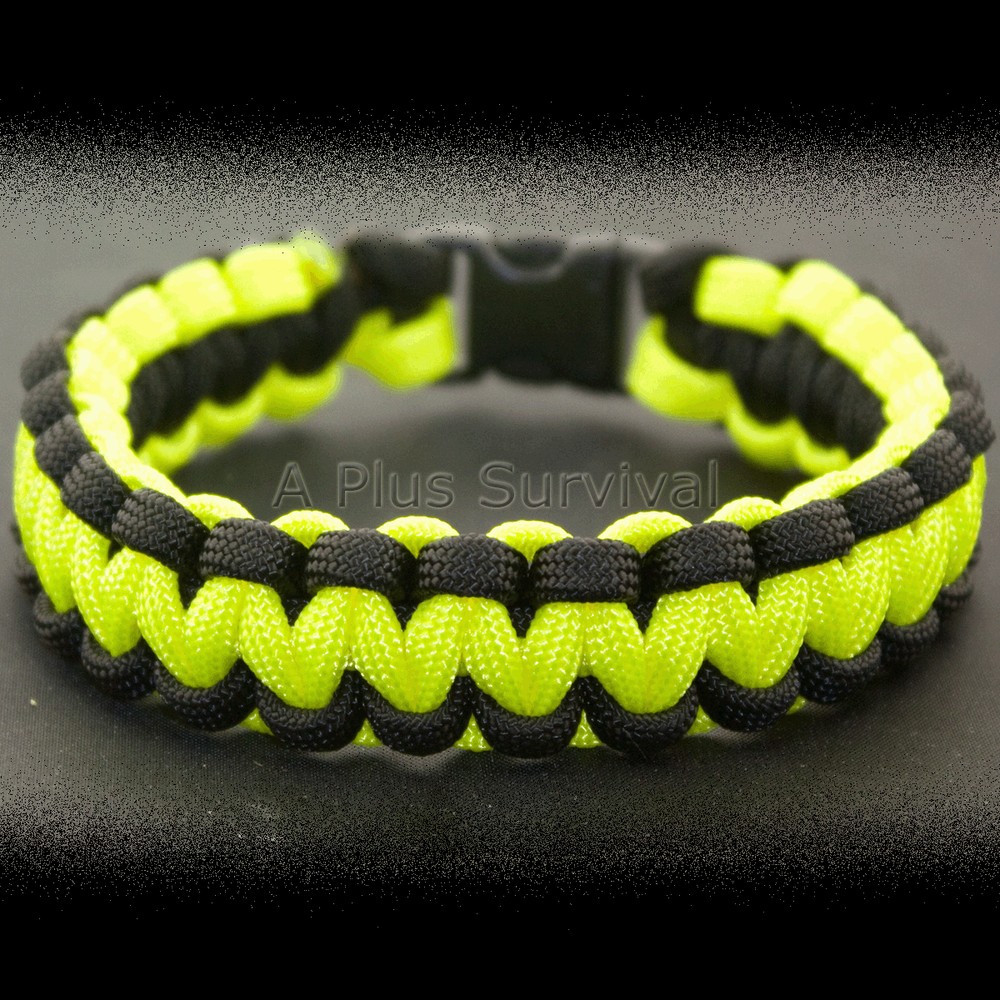 Black & Neon Yellow Paracord Emergency Survival Rope Bracelet – Made in the USA