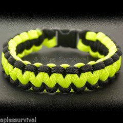 Black & Neon Yellow Paracord Emergency Survival Rope Bracelet – Made in the USA