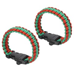 Survival Paracord Bracelets, 2 Pack Braided Bracelet, Red, Green