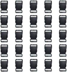 3/4 Inch, 25 Pack Black Plastic Side Release Buckle for Paracord Bracelets (3…