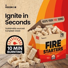 Fire Starter (75 PCS) Natural Fire Starters for Campfires, Fireplace, Charcoa…