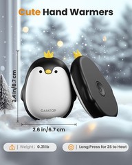 Gaiatop Magnetic Hand Warmers Rechargeable 2 Pack, 3 Settings Small, Black