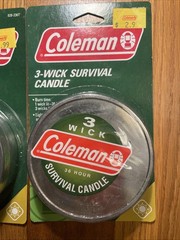 Coleman Emergency Survival Candle 3 Wick 36 Hour Outdoor Heat Tin 2 Pack