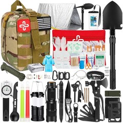 Survival Kit, 250Pcs Gear First Aid Kit with Large, B-Camo-Brown